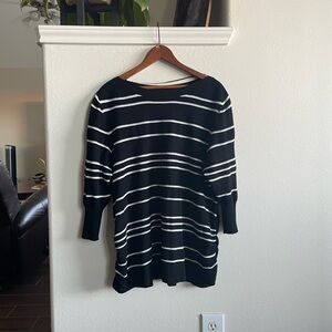 Lane Bryant 3/4 Sleeve Black and White Knit Top